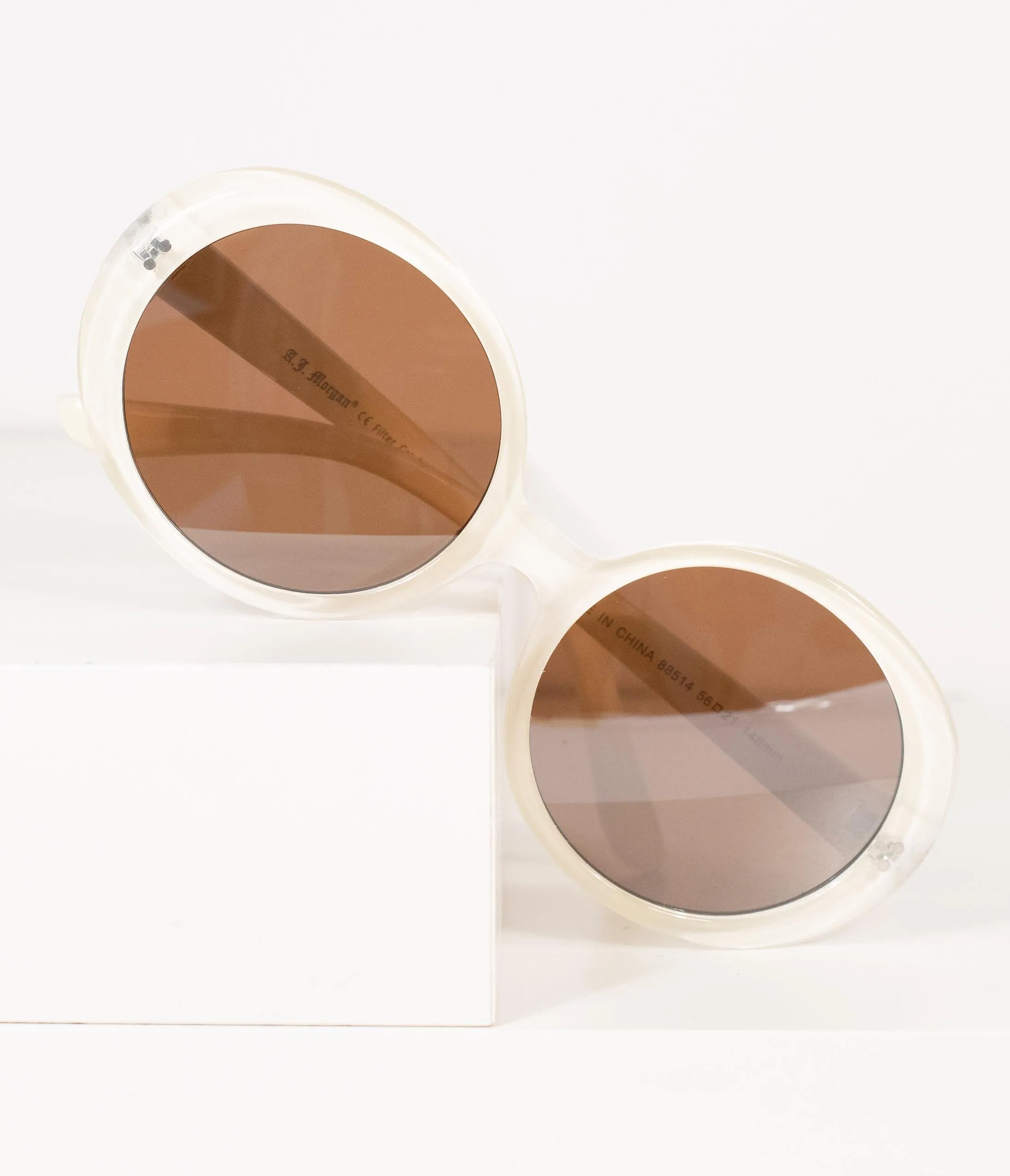 1960s Cream Round Romance Sunglasses