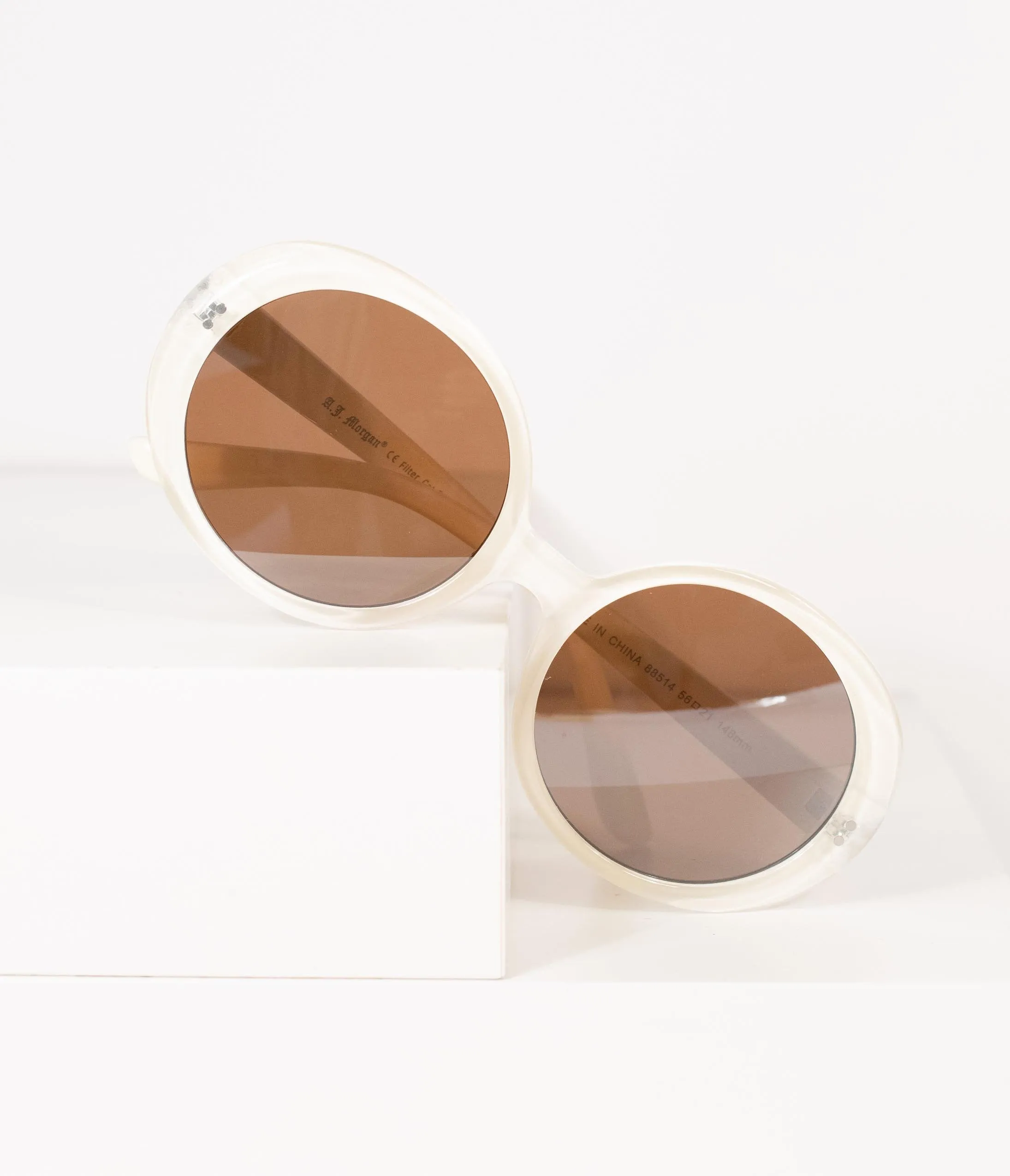 1960s Cream Round Romance Sunglasses