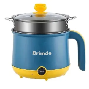 Brimdo 1.8 Litre Electric Cooker 600W Inner Non-Stick Cooking Pan with Stainless Steel Steamer, Double Layered Body Multi Cook Pot Pasta, Noodles, Momos, Rice, Steaming, Egg, Vegetable