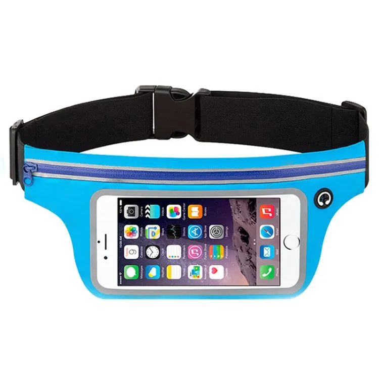 Contact Screen Sports Cell Phone Waist Pack Outdoor Leisure Gear Bag(Blue)