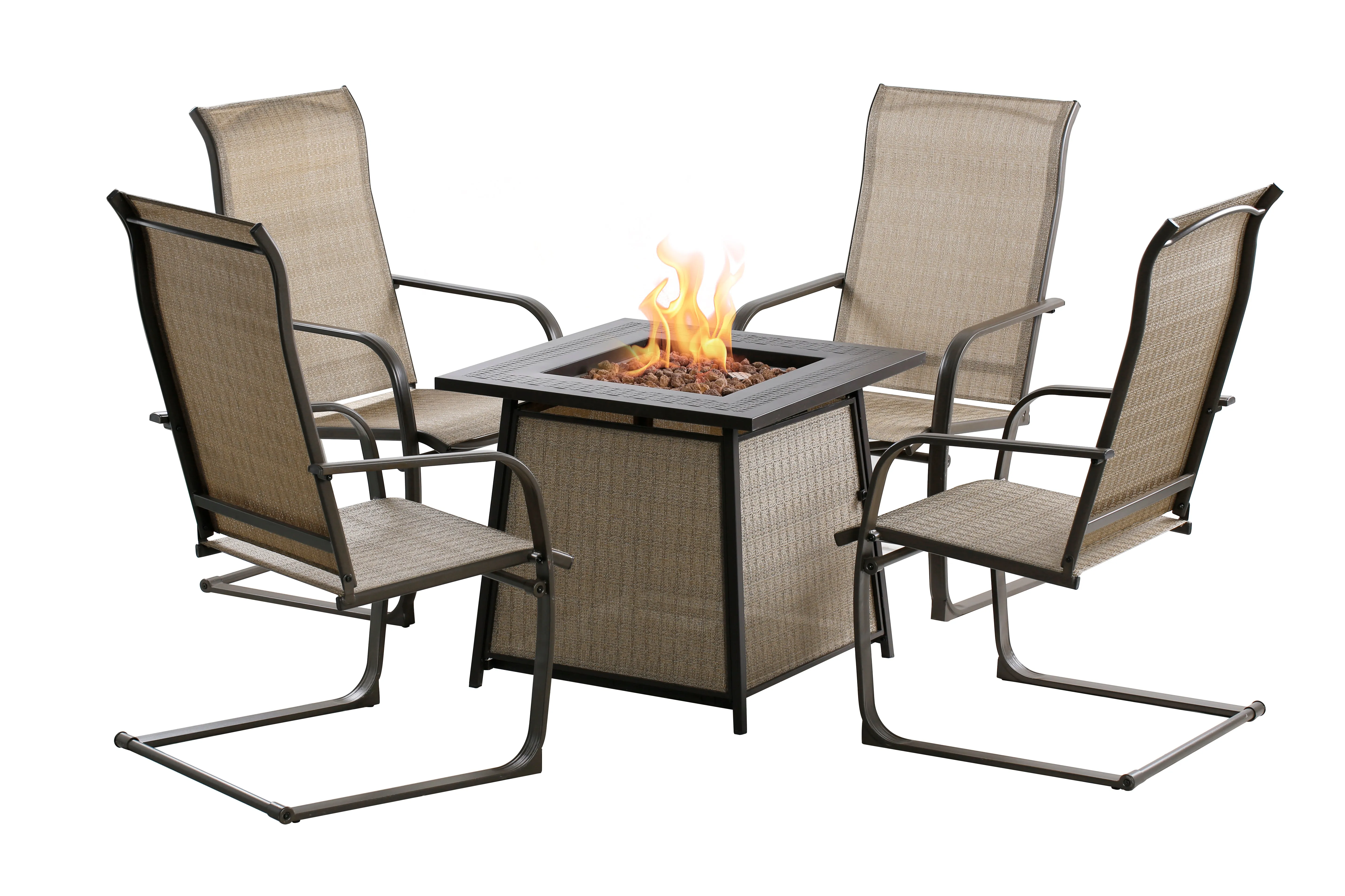 HEATMAXX Outdoor 5 Piece Gas Fire Pit Seating Set