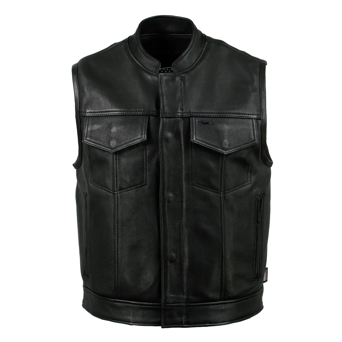 Hot Leathers VSM5004 USA Made Men's 'Chaos' Black Premium Dual Closure Leather Vest