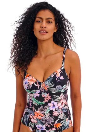 Kamala Bay Underwire Plunge Tankini Top In Midnight