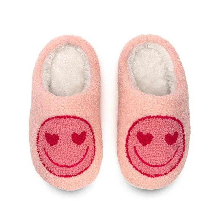 Kid's Pink Smiley Slippers