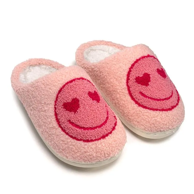 Kid's Pink Smiley Slippers