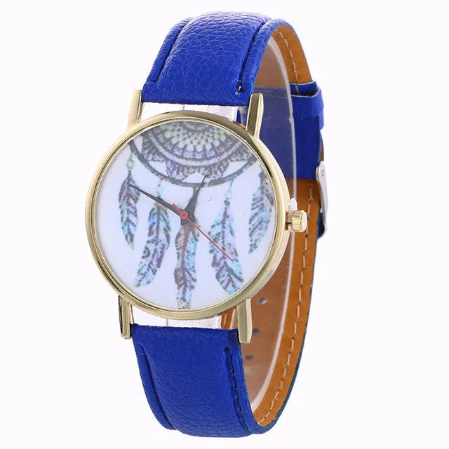 Ladies Fashion Girl Quartz Watch Clock Women Leather Brand Casual Dress Women's Feather Wristwatch Cool Watches Unique Watches