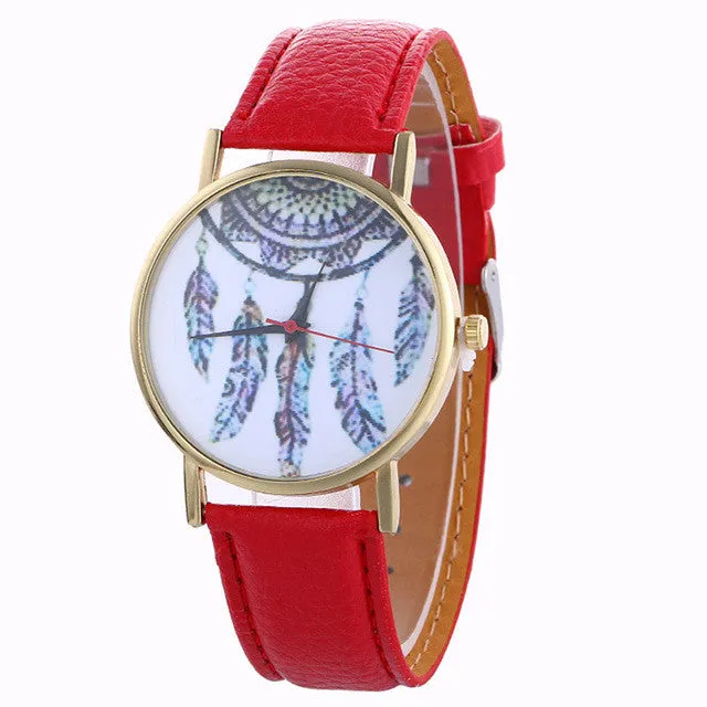 Ladies Fashion Girl Quartz Watch Clock Women Leather Brand Casual Dress Women's Feather Wristwatch Cool Watches Unique Watches