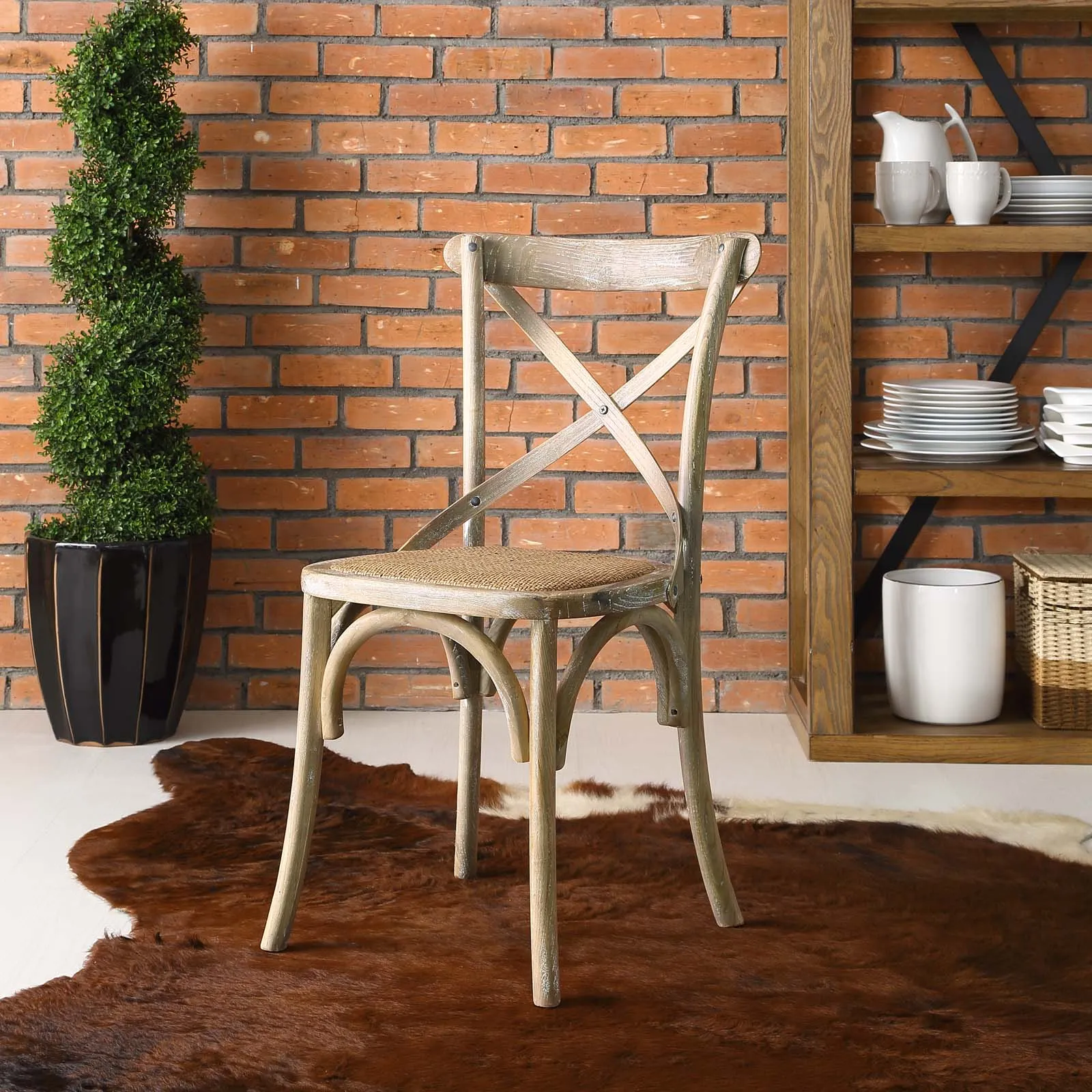 Modern Gear Dining Armless Side Chair - Leisure Tea - Breakfast Chair