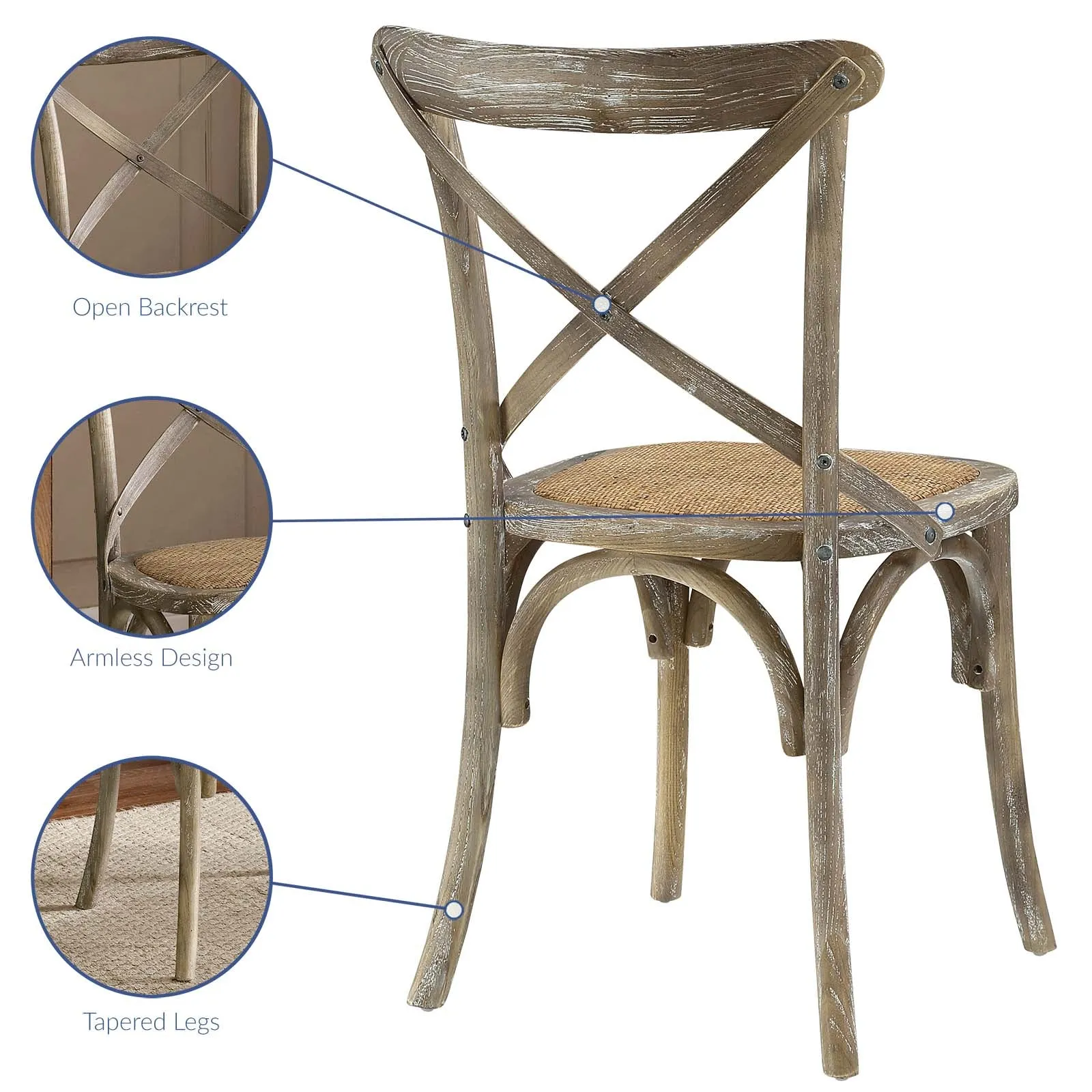 Modern Gear Dining Armless Side Chair - Leisure Tea - Breakfast Chair