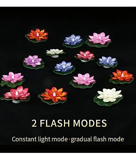 Ofix  Flower Candle Home Arts Water Sensor Floating/Smokeless Lotus/Diyas for Pool Pond, Water Bowl, Festival, Outdoor and Indoor Decoration, Home Decor Items (Set of 12)