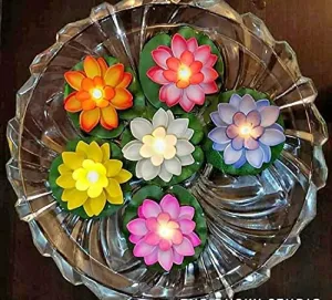 Ofix  Flower Candle Home Arts Water Sensor Floating/Smokeless Lotus/Diyas for Pool Pond, Water Bowl, Festival, Outdoor and Indoor Decoration, Home Decor Items (Set of 12)