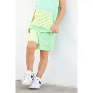 Summer Leisure Shorts- Colorblock Mint