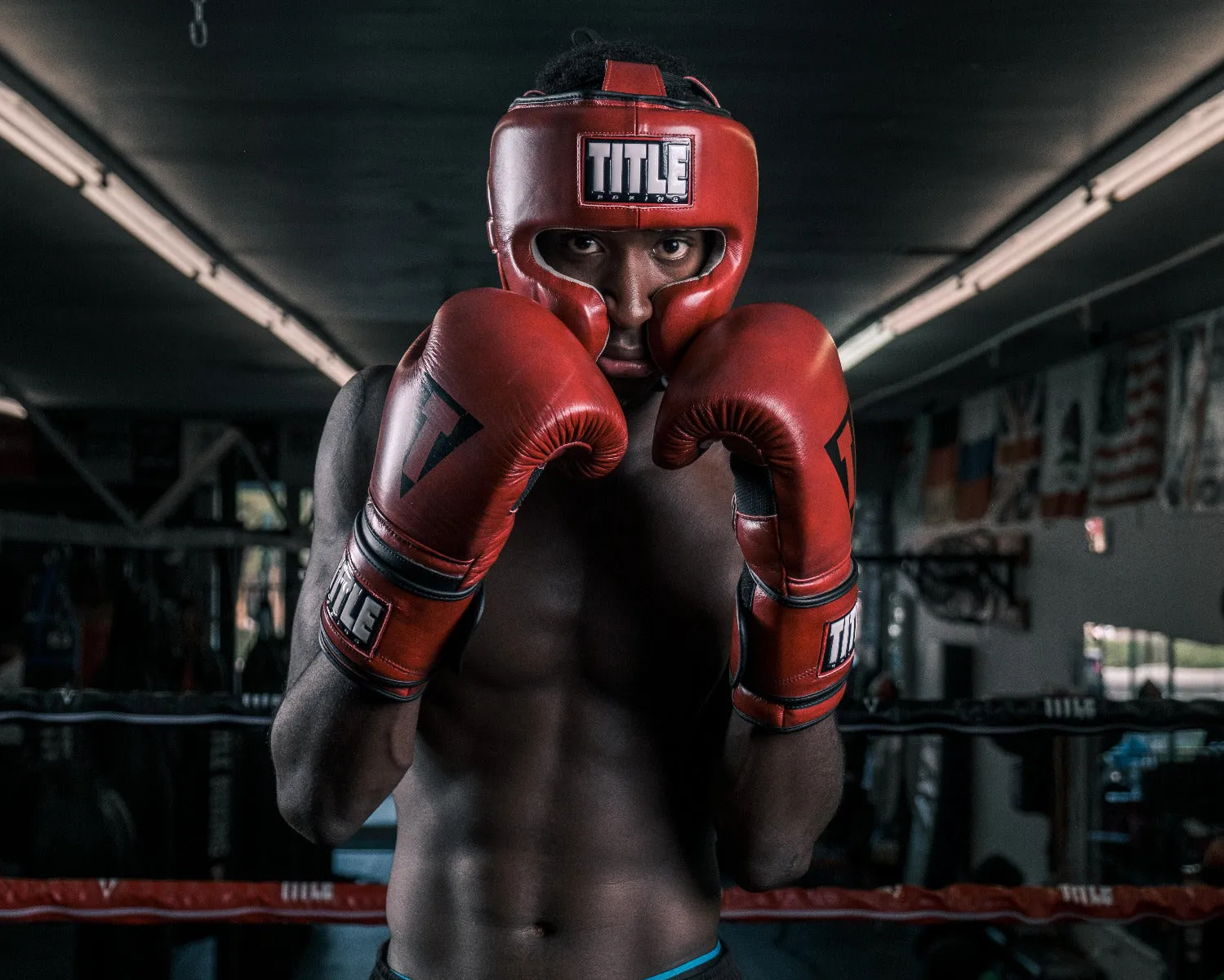 TITLE Boxing Blood Red Leather Sparring Headgear