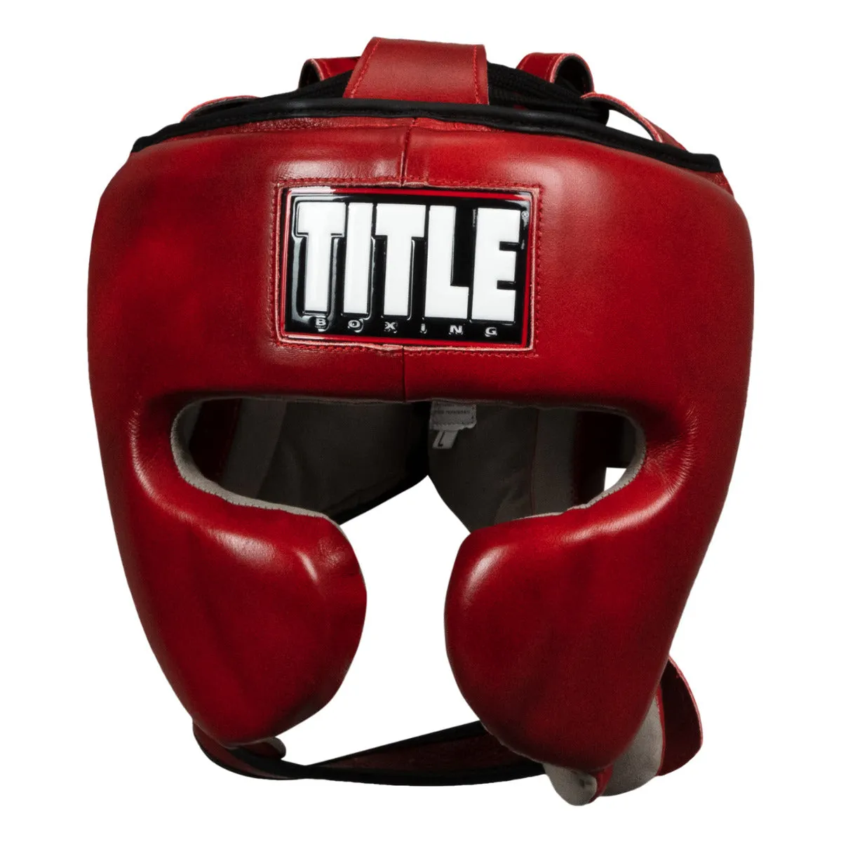 TITLE Boxing Blood Red Leather Sparring Headgear